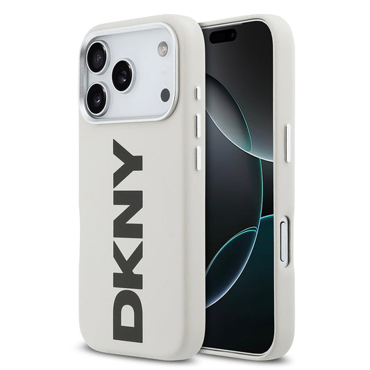 iPhone 17 Pro Kılıf DKNY Orjinal Lisanslı M-safe Şarj Özellikli PU Büyük Dikey Logolu Kapak