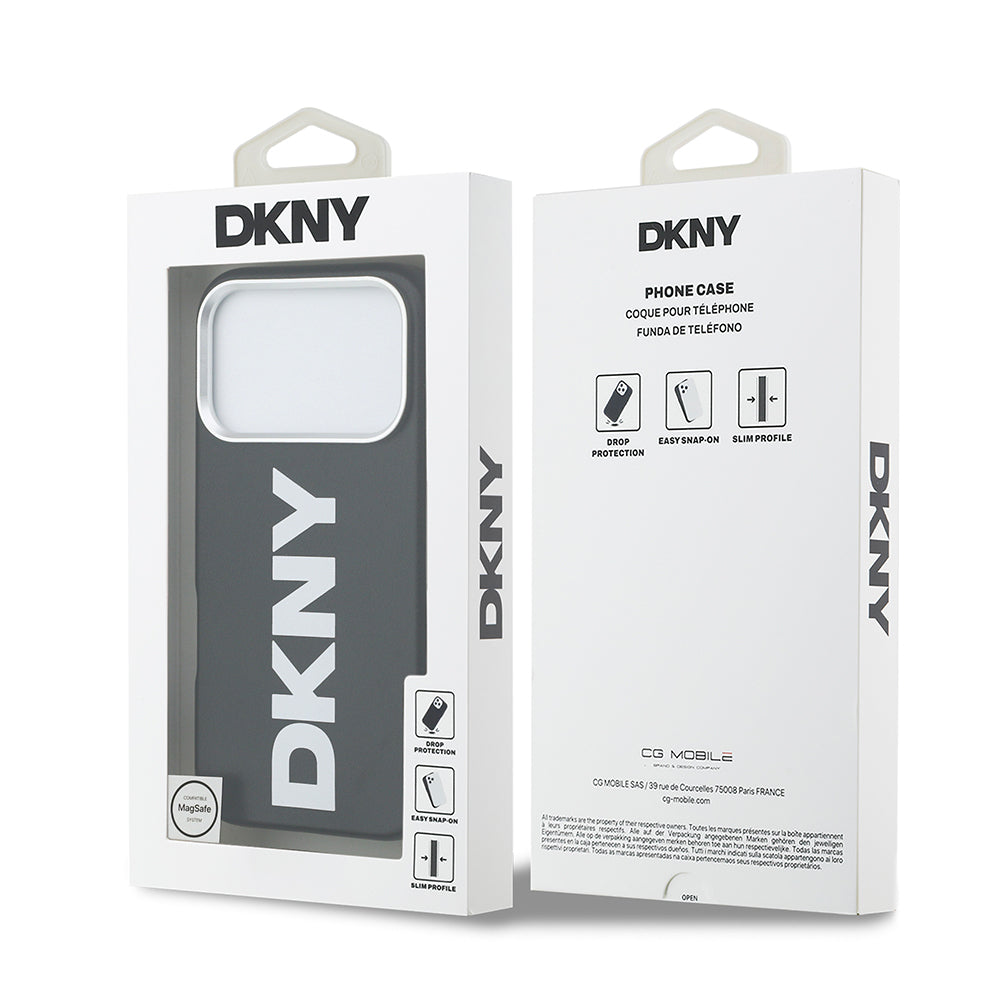 iPhone 17 Pro Kılıf DKNY Orjinal Lisanslı M-safe Şarj Özellikli PU Büyük Dikey Logolu Kapak