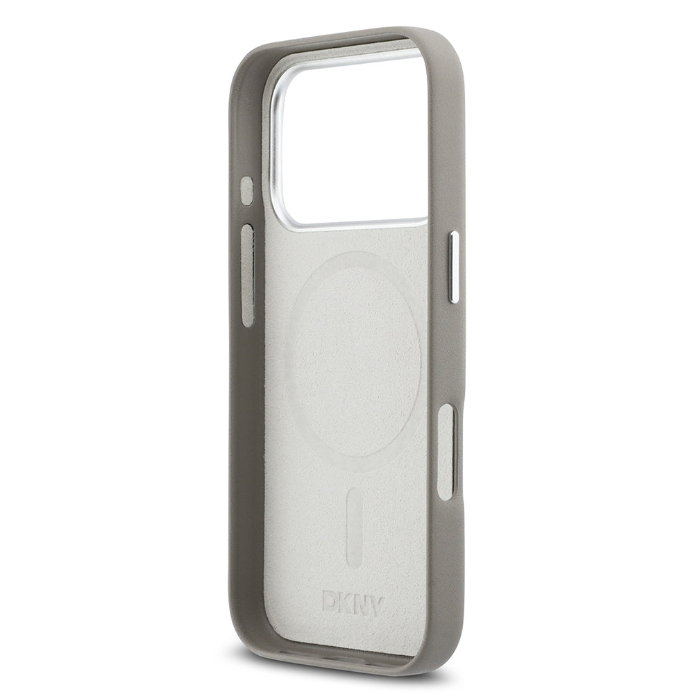 iPhone 17 Pro Kılıf DKNY Orjinal Lisanslı M-safe Şarj Özellikli PU Büyük Dikey Logolu Kapak