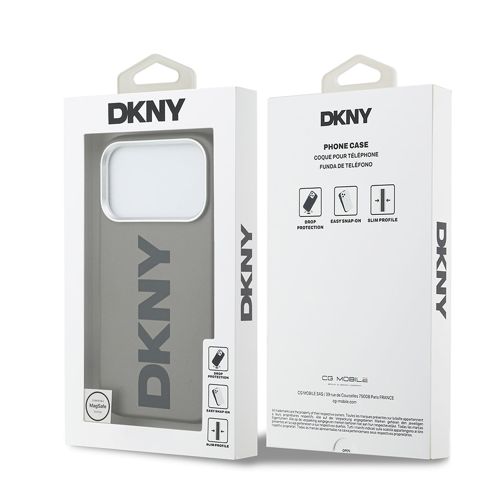 iPhone 17 Pro Kılıf DKNY Orjinal Lisanslı M-safe Şarj Özellikli PU Büyük Dikey Logolu Kapak