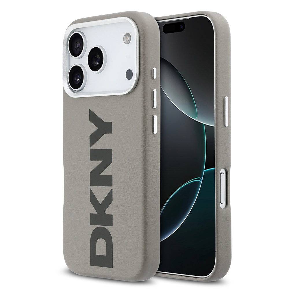 iPhone 17 Pro Kılıf DKNY Orjinal Lisanslı M-safe Şarj Özellikli PU Büyük Dikey Logolu Kapak