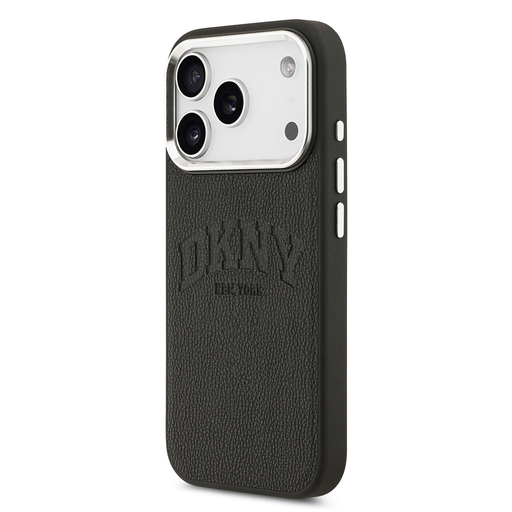 iPhone 17 Pro Kılıf DKNY Orjinal Lisanslı M-safe Şarj Özellikli PU Deri Kabartmalı Kapak