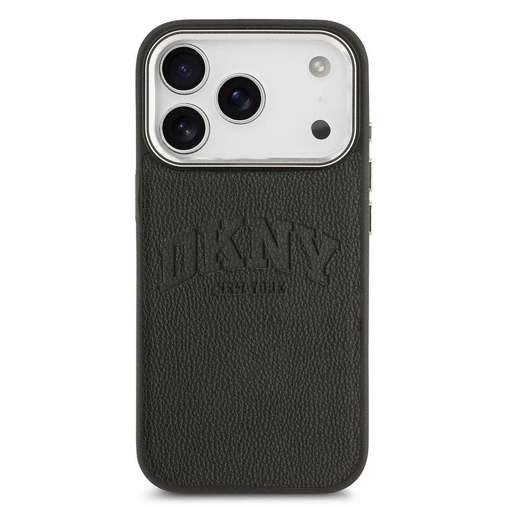 iPhone 17 Pro Kılıf DKNY Orjinal Lisanslı M-safe Şarj Özellikli PU Deri Kabartmalı Kapak
