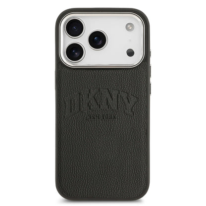 iPhone 17 Pro Kılıf DKNY Orjinal Lisanslı M-safe Şarj Özellikli PU Deri Kabartmalı Kapak