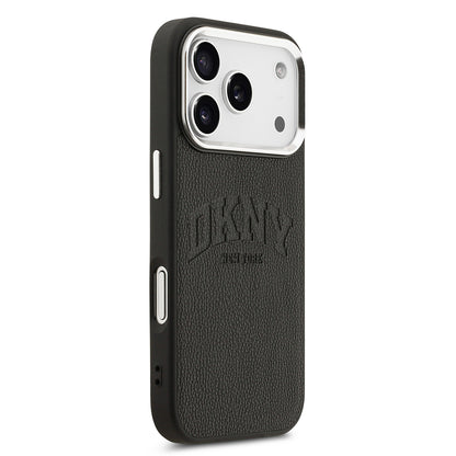 iPhone 17 Pro Kılıf DKNY Orjinal Lisanslı M-safe Şarj Özellikli PU Deri Kabartmalı Kapak