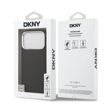 iPhone 17 Pro Kılıf DKNY Orjinal Lisanslı M-safe Şarj Özellikli PU Deri Kabartmalı Kapak