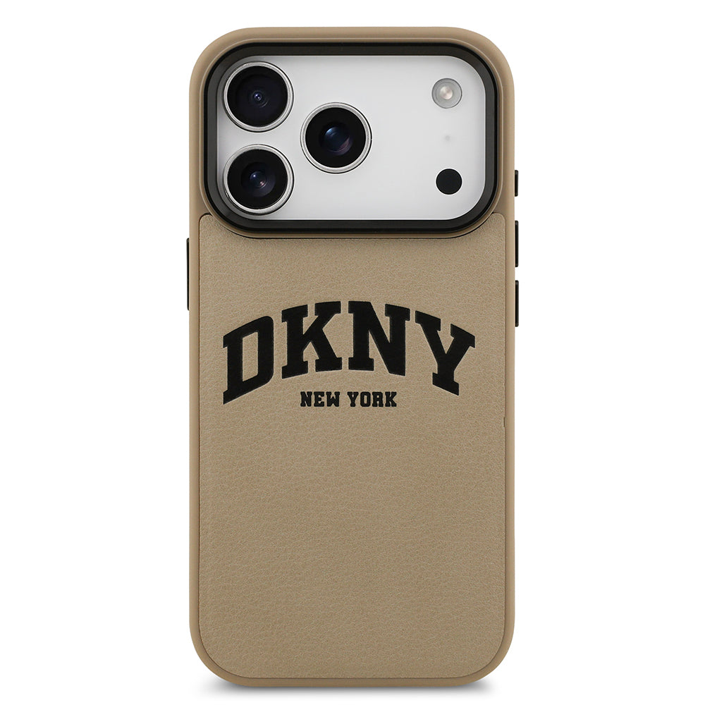 iPhone 17 Pro Kılıf DKNY Orjinal Lisanslı M-safe Şarj Özellikli PU Deri Kabartmalı Kapak