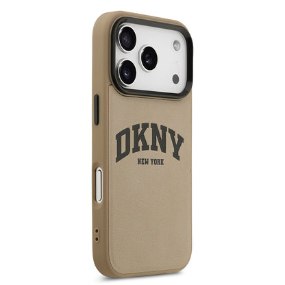 iPhone 17 Pro Kılıf DKNY Orjinal Lisanslı M-safe Şarj Özellikli PU Deri Kabartmalı Kapak