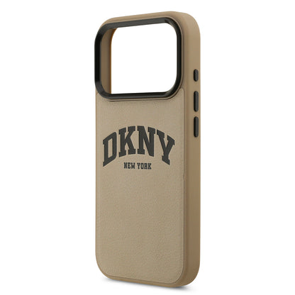 iPhone 17 Pro Kılıf DKNY Orjinal Lisanslı M-safe Şarj Özellikli PU Deri Kabartmalı Kapak