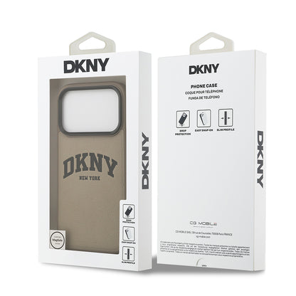 iPhone 17 Pro Kılıf DKNY Orjinal Lisanslı M-safe Şarj Özellikli PU Deri Kabartmalı Kapak