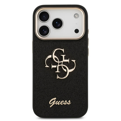 iPhone 17 Pro Kılıf Guess Orjinal Lisanslı 4G Büyük Metal Kamera Çerçeveli ve Logolu Glitter Kapak