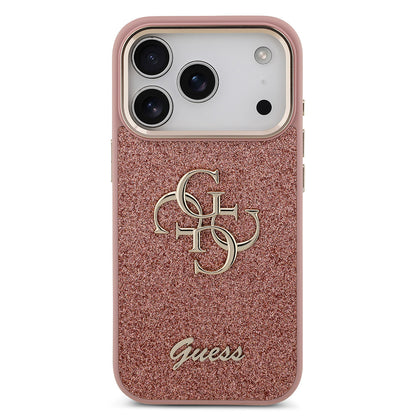 iPhone 17 Pro Kılıf Guess Orjinal Lisanslı 4G Büyük Metal Kamera Çerçeveli ve Logolu Glitter Kapak