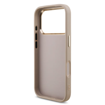 iPhone 17 Pro Kılıf Guess Orjinal Lisanslı Gold Metal Kamera Çerçeveli 4G Desenli Metal Büyük 4G ve Yazı Logolu Kapak