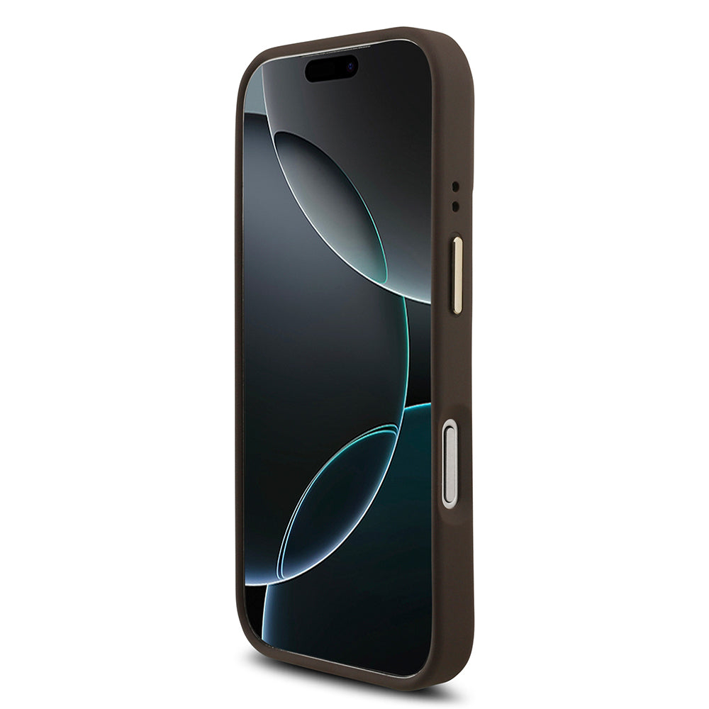iPhone 17 Pro Kılıf Guess Orjinal Lisanslı Gold Metal Kamera Çerçeveli 4G Desenli Metal Büyük 4G ve Yazı Logolu Kapak