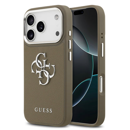 iPhone 17 Pro Kılıf Guess Orjinal Lisanslı Grained 4G Metal Büyük Logolu Kapak