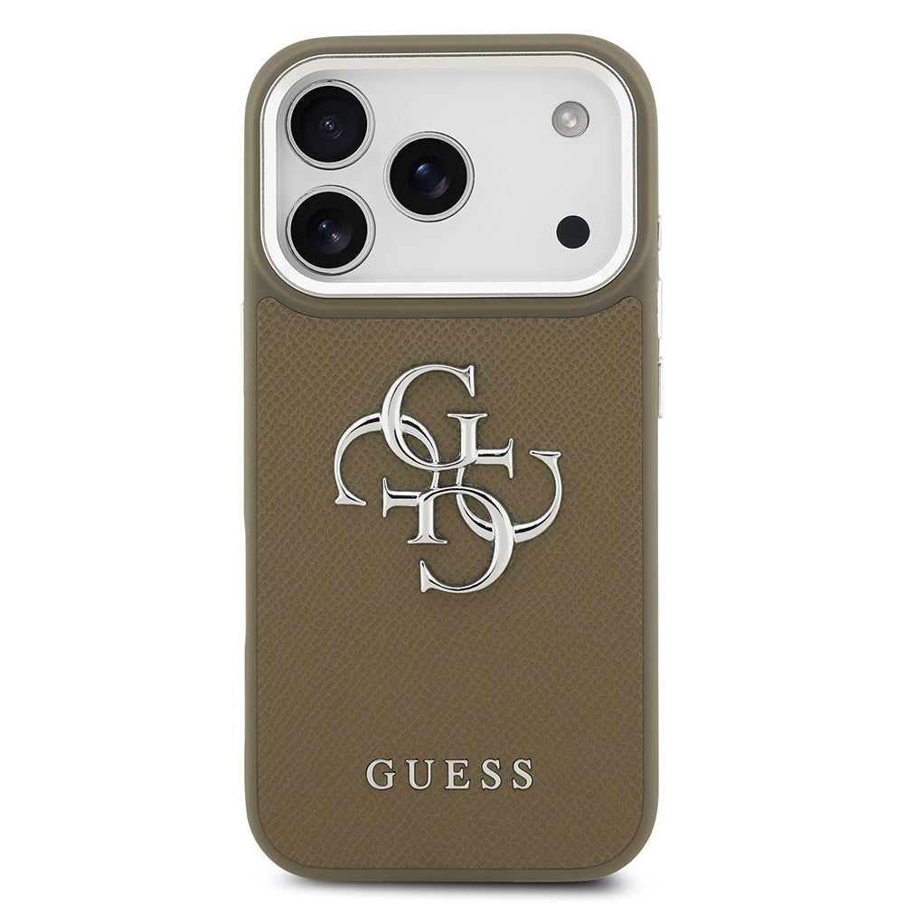 iPhone 17 Pro Kılıf Guess Orjinal Lisanslı Grained 4G Metal Büyük Logolu Kapak