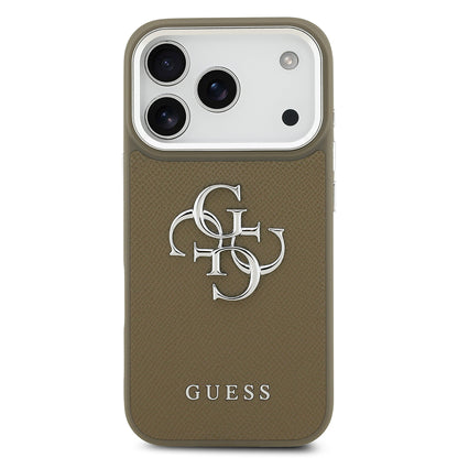 iPhone 17 Pro Kılıf Guess Orjinal Lisanslı Grained 4G Metal Büyük Logolu Kapak