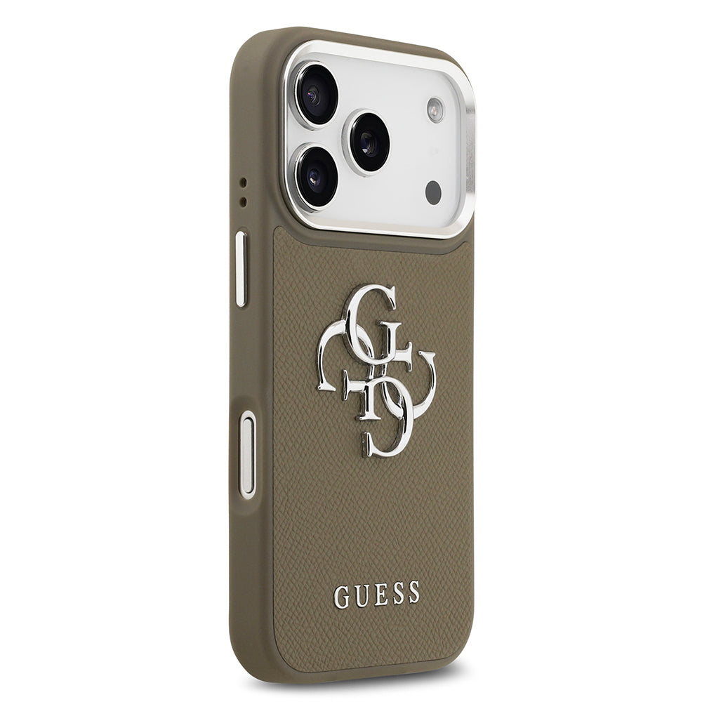 iPhone 17 Pro Kılıf Guess Orjinal Lisanslı Grained 4G Metal Büyük Logolu Kapak