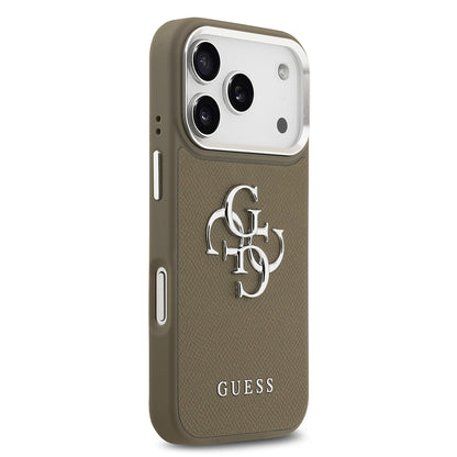 iPhone 17 Pro Kılıf Guess Orjinal Lisanslı Grained 4G Metal Büyük Logolu Kapak