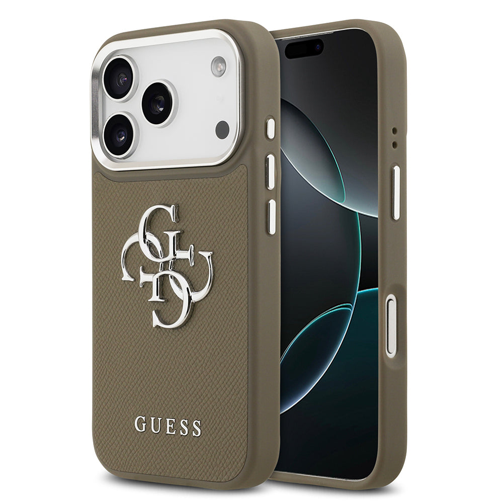 iPhone 17 Pro Kılıf Guess Orjinal Lisanslı Grained 4G Metal Büyük Logolu Kapak