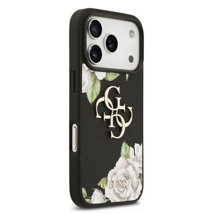 iPhone 17 Pro Kılıf Guess Orjinal Lisanslı Gül Baskılı Büyük Metal Logo Dizaynlı Kapak