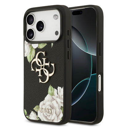 iPhone 17 Pro Kılıf Guess Orjinal Lisanslı Gül Baskılı Büyük Metal Logo Dizaynlı Kapak