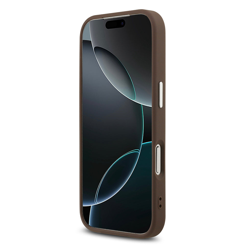 iPhone 17 Pro Kılıf Guess Orjinal Lisanslı Gümüş Metal Kamera Çerçeveli 4G Desenli Metal Büyük 4G ve Yazı Logolu Kapak