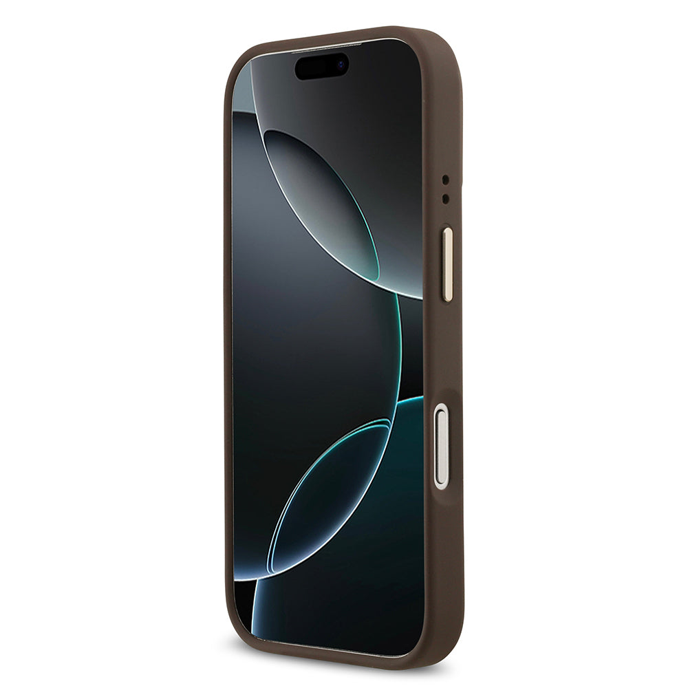 iPhone 17 Pro Kılıf Guess Orjinal Lisanslı M-safe Şarj Özellikli 4G Desenli PU Metal Plaka Klasik Logolu Kapak
