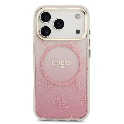 iPhone 17 Pro Kılıf Guess Orjinal Lisanslı M-safe Şarj Özellikli 4G Desenli Simli Silikon Kapak