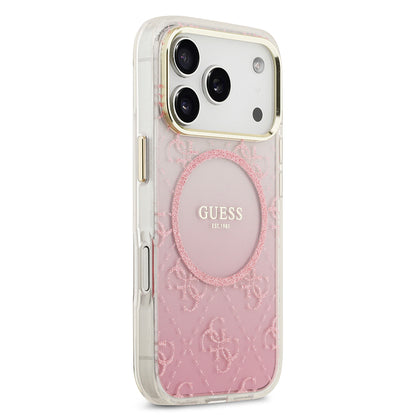 iPhone 17 Pro Kılıf Guess Orjinal Lisanslı M-safe Şarj Özellikli 4G Desenli Simli Silikon Kapak