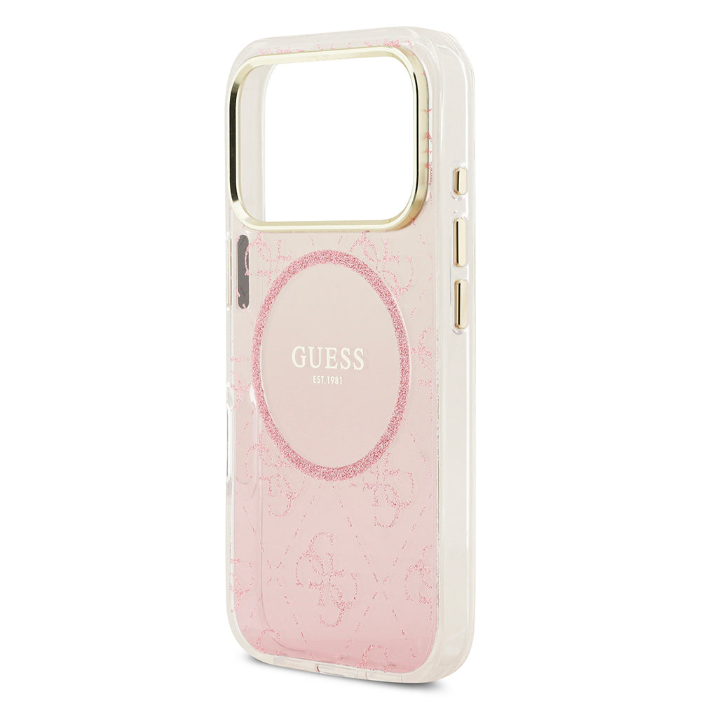 iPhone 17 Pro Kılıf Guess Orjinal Lisanslı M-safe Şarj Özellikli 4G Desenli Simli Silikon Kapak