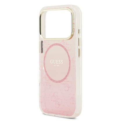 iPhone 17 Pro Kılıf Guess Orjinal Lisanslı M-safe Şarj Özellikli 4G Desenli Simli Silikon Kapak