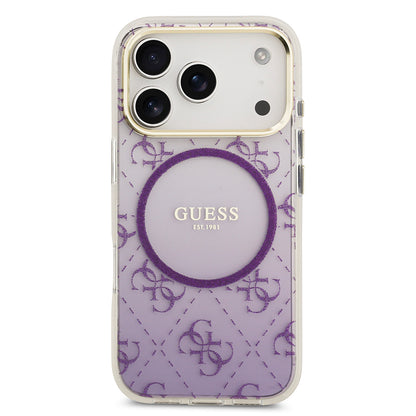 iPhone 17 Pro Kılıf Guess Orjinal Lisanslı M-safe Şarj Özellikli 4G Desenli Simli Silikon Kapak