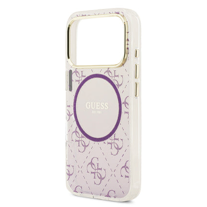 iPhone 17 Pro Kılıf Guess Orjinal Lisanslı M-safe Şarj Özellikli 4G Desenli Simli Silikon Kapak