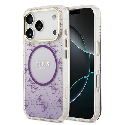 iPhone 17 Pro Kılıf Guess Orjinal Lisanslı M-safe Şarj Özellikli 4G Desenli Simli Silikon Kapak