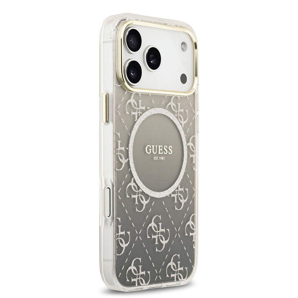 iPhone 17 Pro Kılıf Guess Orjinal Lisanslı M-safe Şarj Özellikli 4G Desenli Simli Silikon Kapak