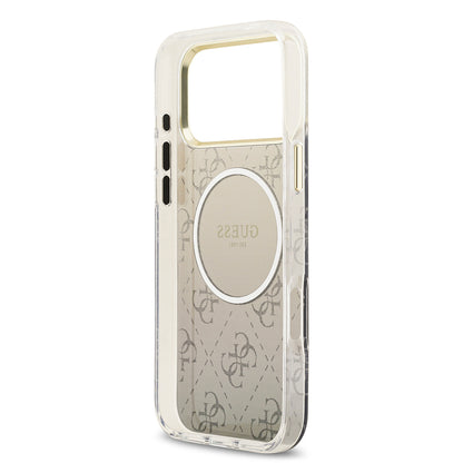iPhone 17 Pro Kılıf Guess Orjinal Lisanslı M-safe Şarj Özellikli 4G Desenli Simli Silikon Kapak