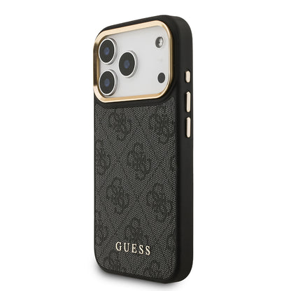 iPhone 17 Pro Kılıf Guess Orjinal Lisanslı M-safe Şarj Özellikli 4G Metal Büyük Logolu Kartlıklı Kapak