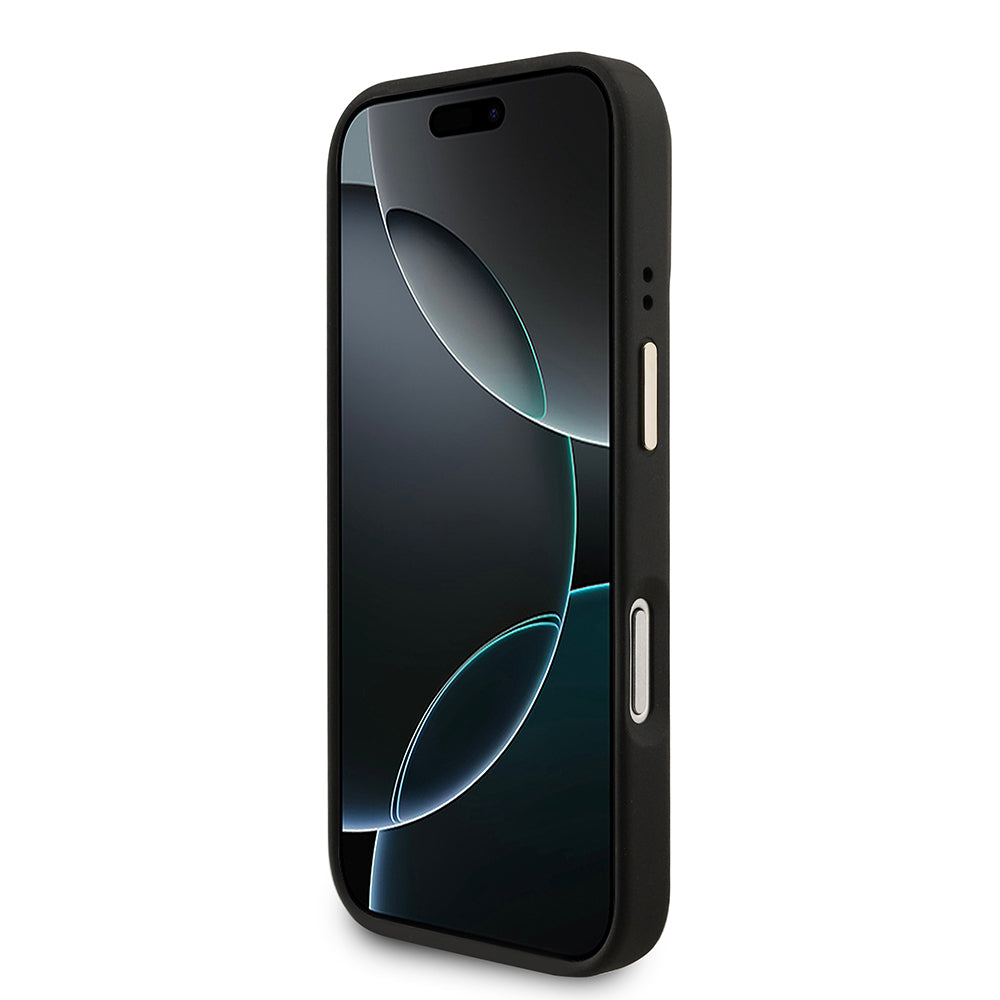 iPhone 17 Pro Kılıf Guess Orjinal Lisanslı M-safe Şarj Özellikli 4G Metal Büyük Logolu Kartlıklı Kapak