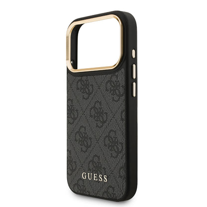 iPhone 17 Pro Kılıf Guess Orjinal Lisanslı M-safe Şarj Özellikli 4G Metal Büyük Logolu Kartlıklı Kapak