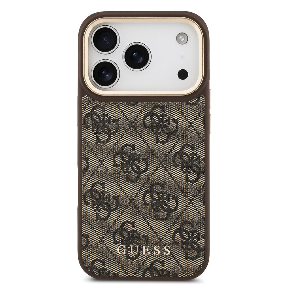 iPhone 17 Pro Kılıf Guess Orjinal Lisanslı M-safe Şarj Özellikli 4G Metal Büyük Logolu Kartlıklı Kapak