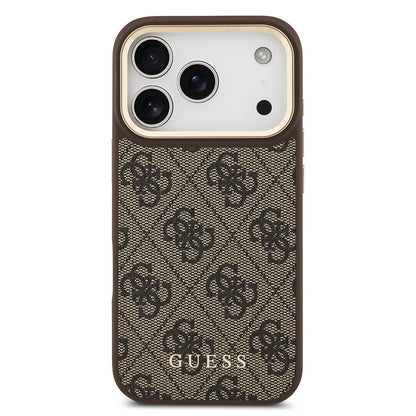 iPhone 17 Pro Kılıf Guess Orjinal Lisanslı M-safe Şarj Özellikli 4G Metal Büyük Logolu Kartlıklı Kapak