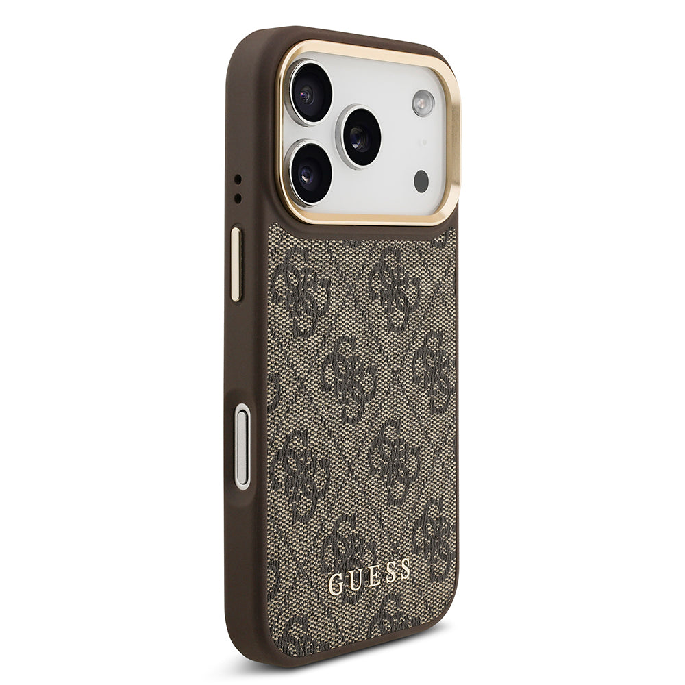 iPhone 17 Pro Kılıf Guess Orjinal Lisanslı M-safe Şarj Özellikli 4G Metal Büyük Logolu Kartlıklı Kapak