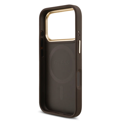 iPhone 17 Pro Kılıf Guess Orjinal Lisanslı M-safe Şarj Özellikli 4G Metal Büyük Logolu Kartlıklı Kapak