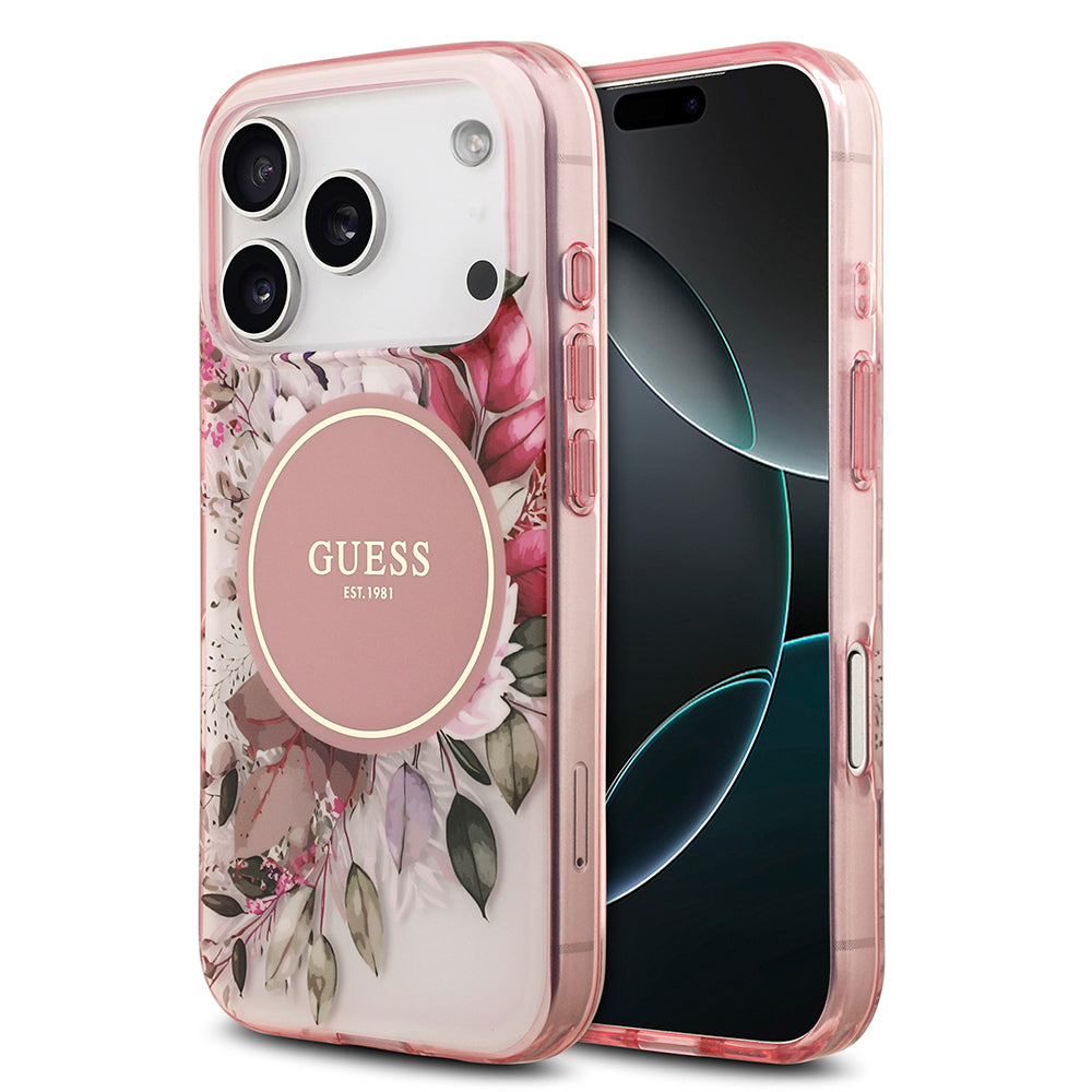 iPhone 17 Pro Kılıf Guess Orjinal Lisanslı M-safe Şarj Özellikli Flower Tonal Circle Kapak