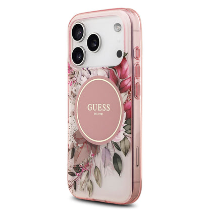 iPhone 17 Pro Kılıf Guess Orjinal Lisanslı M-safe Şarj Özellikli Flower Tonal Circle Kapak