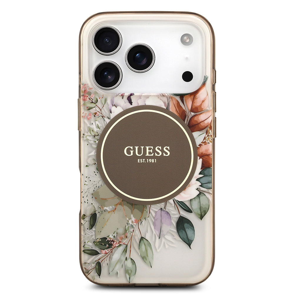 iPhone 17 Pro Kılıf Guess Orjinal Lisanslı M-safe Şarj Özellikli Flower Tonal Circle Kapak