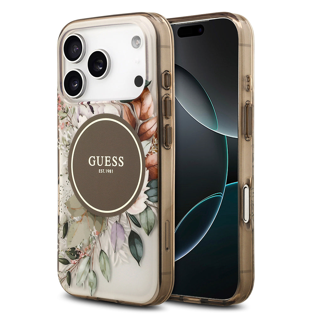 iPhone 17 Pro Kılıf Guess Orjinal Lisanslı M-safe Şarj Özellikli Flower Tonal Circle Kapak