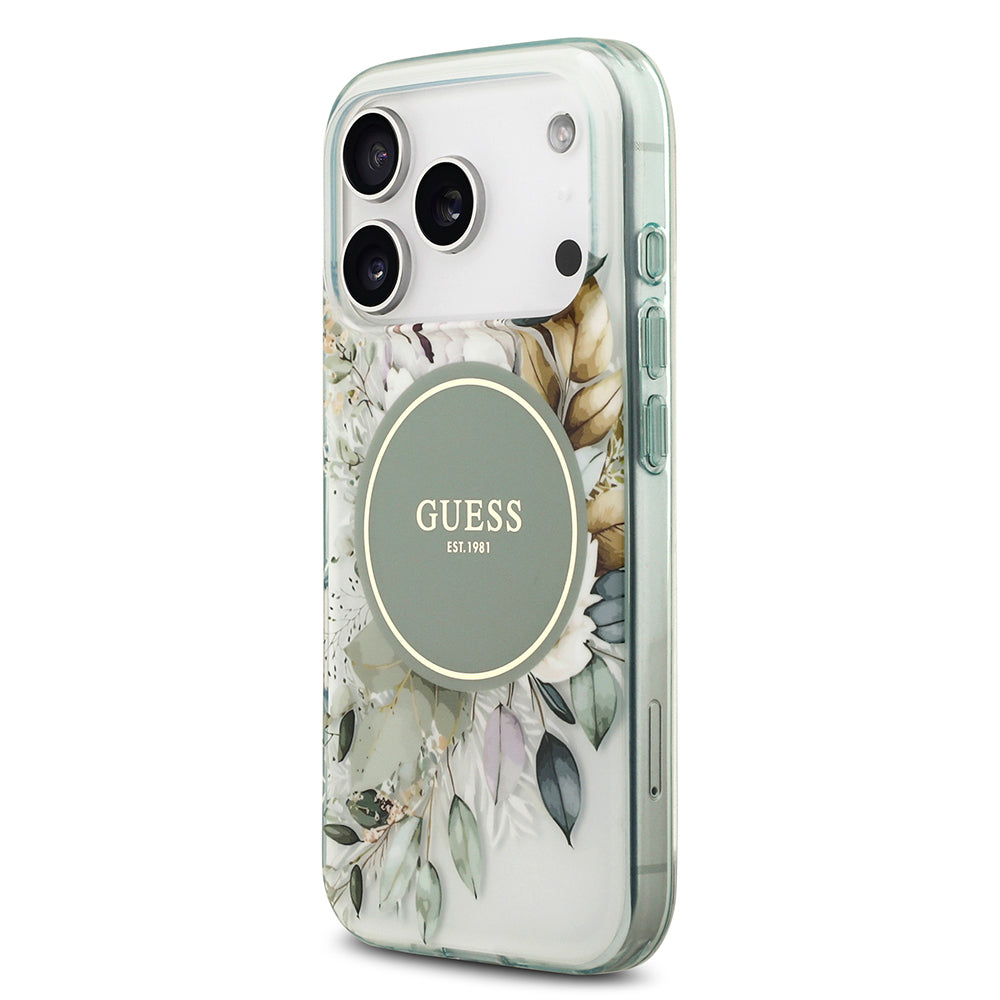 iPhone 17 Pro Kılıf Guess Orjinal Lisanslı M-safe Şarj Özellikli Flower Tonal Circle Kapak