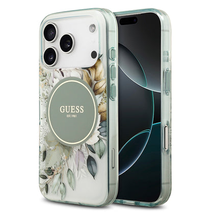 iPhone 17 Pro Kılıf Guess Orjinal Lisanslı M-safe Şarj Özellikli Flower Tonal Circle Kapak